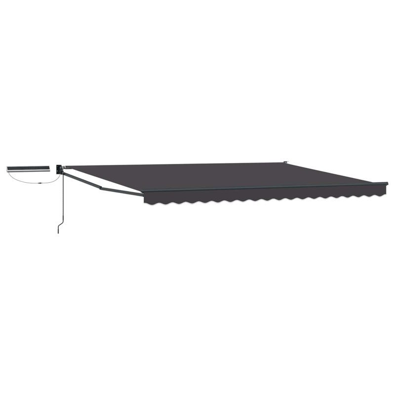 VidaXL Polyester Cover Retractable Patio Awning, Anthracite/Black, 165cm H x 500cm W x 300cm D