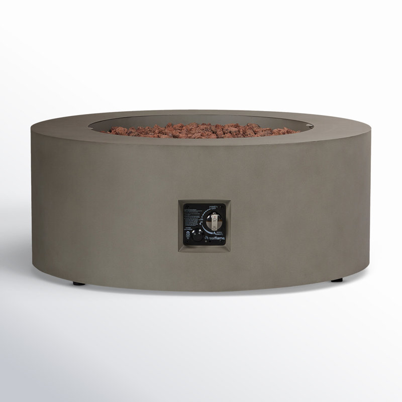 Aegean 36" Round Steel Propane or Natural Gas Fire Pit Table by Real Flame, Gray