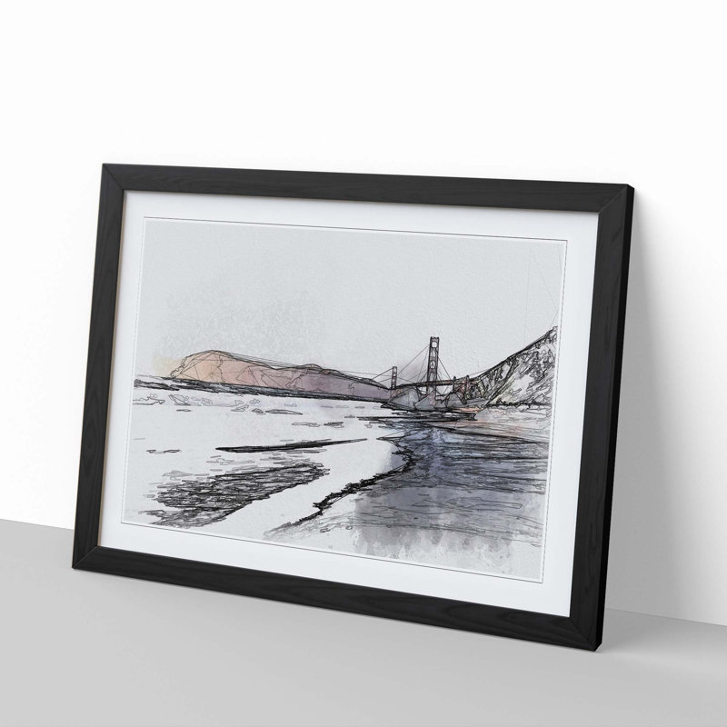 Golden Gate Bridge in San Francisco - Picture Frame Graphic Art Print, 48cm H x 65cm W x 2cm D, Black Framed