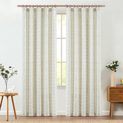 Linen Blend Semi-Sheer Rod Pocket Curtain Pair