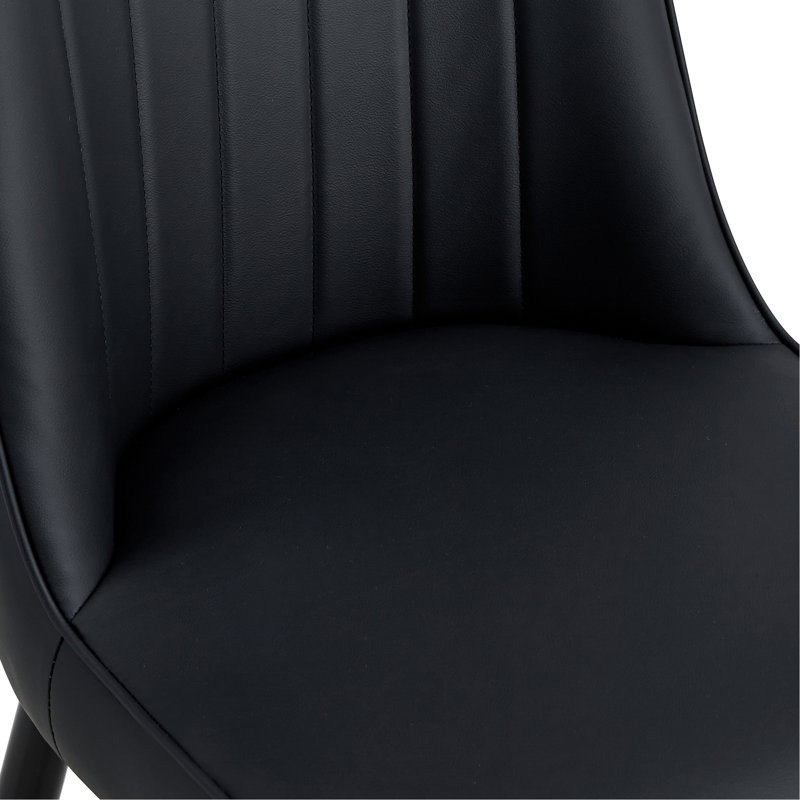 Chaises de salle à manger modernes, équipées de coussins de dossier en similicuir et de pieds en métal noir, idéales pour les restaurants, les cuisines et les chambres à coucher. Ensemble de 8 pièces (noir + similicuir)
