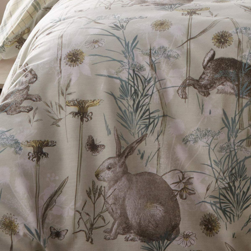 Bargo 56 TC Reversible Duvet Cover Set, Double Duvet Cover + 2 Standard Pillowcases, Sage Green/Brown White