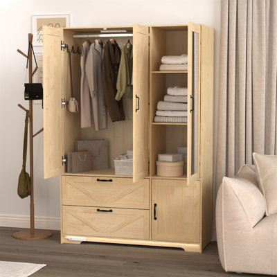 Garde-robe 4 portes avec miroir