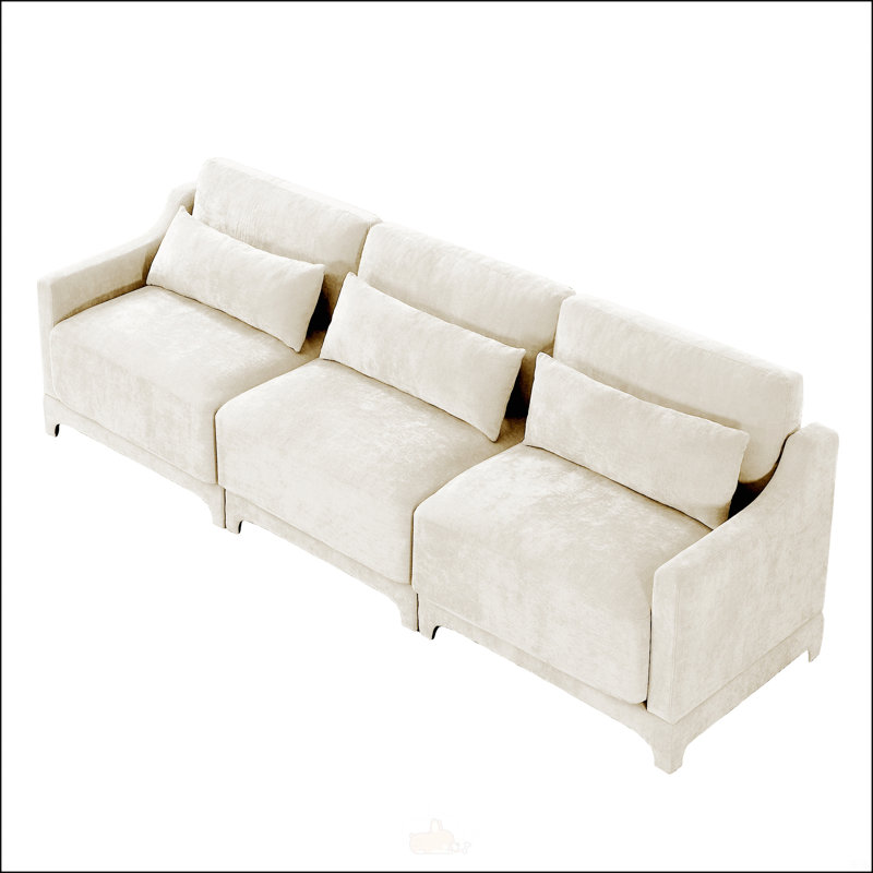 Three - Seater Sofa With Lumbar Pillow, Beige