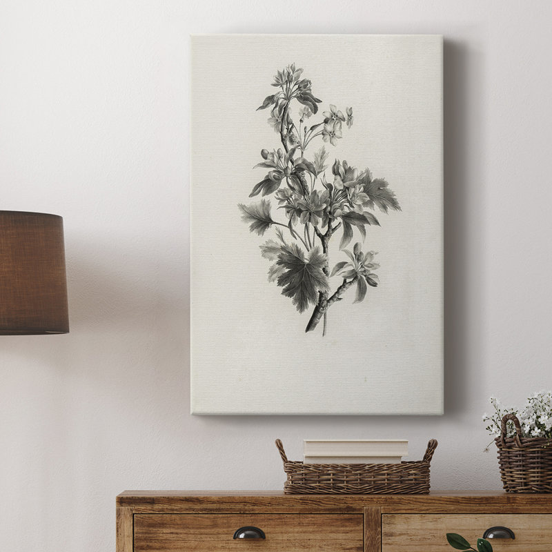 Motif floral rétro vintage CCXXXIV - Cavas enveloppés de galerie, H 48 po x l 32 po
