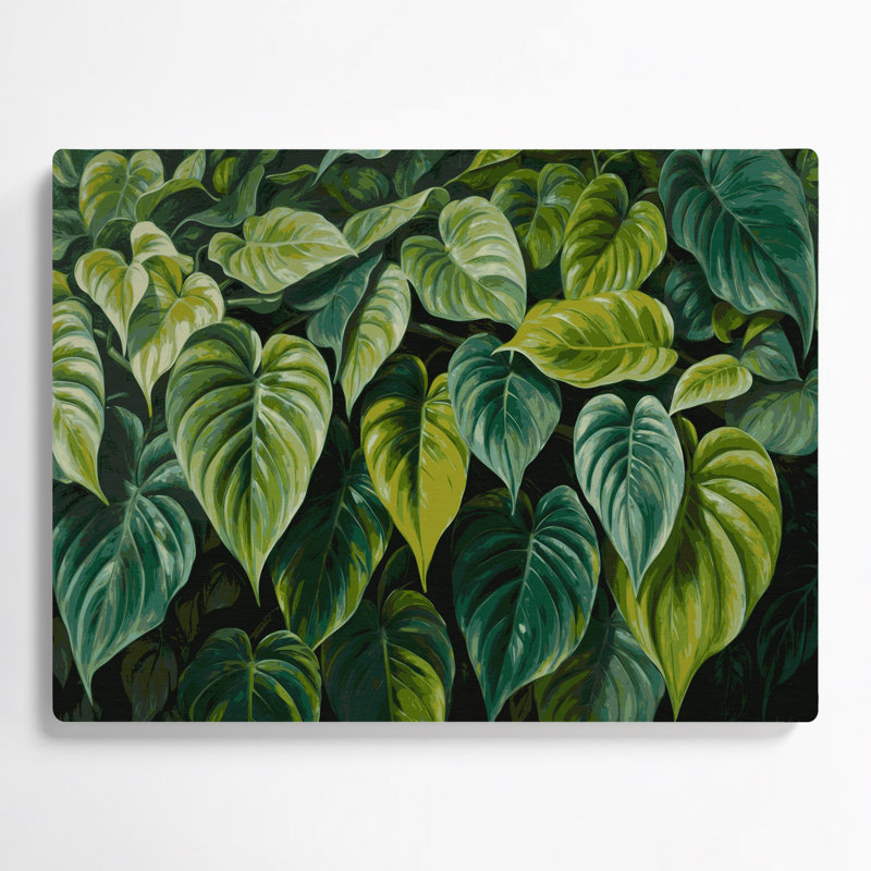 Art mural hawaïen en métal vert Philodendron, H 11 po x l 14 po