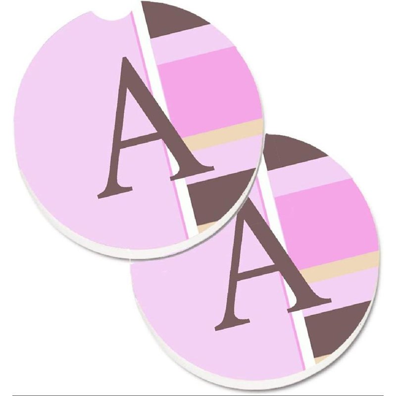 Sous-verre voiture monogramme initial, A, Rose