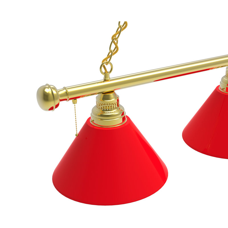 3 - Light Pool Table Lights Pendant, Brass, Red