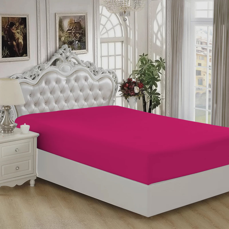 Lieselotte Extra Deep 100% Microfiber Brushed 40 cm Fitted Sheet, Kingsize (5'), Pink