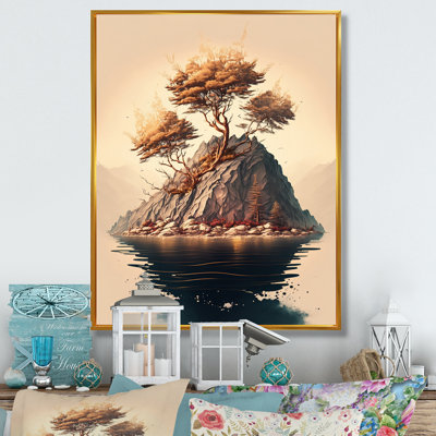 «Bright Bonsai Tree On Rock III», art mural moderne sur toile