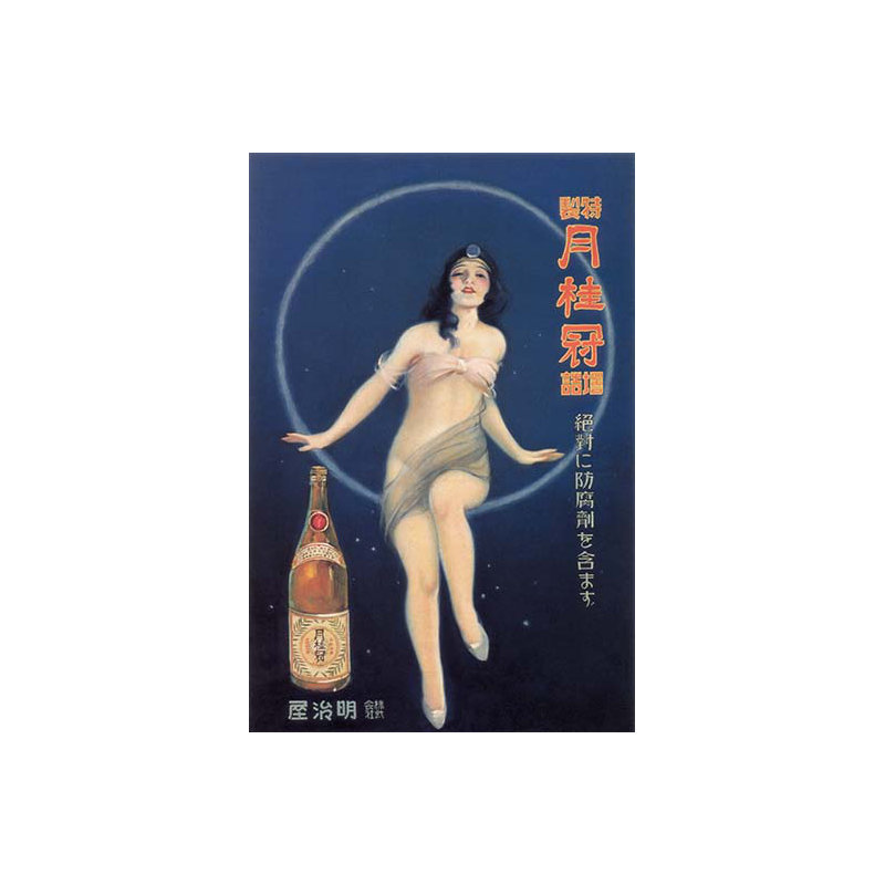 Dame-saké-imprimé de publicités, H 36 po x l 24 po x P 1,5 po