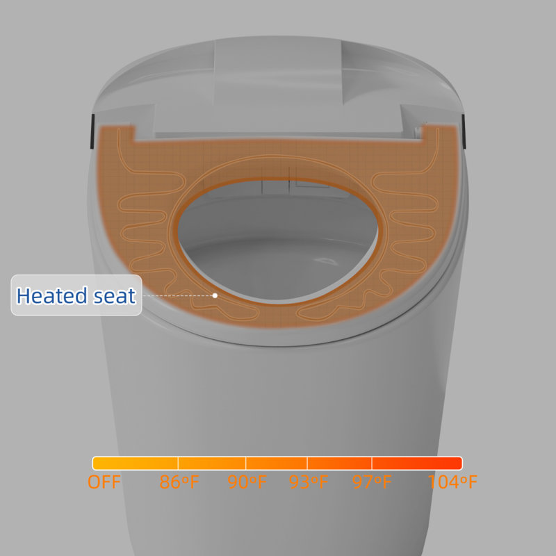 Toilette Smart Bidet, capteur de pied, double chasse automatique, siège chauffant pour bidet, veilleuse