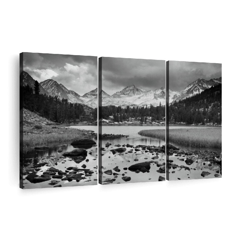 "Paysage alpin monochrome" 3 pièces, H 42 po x l 65 po x P 1,25 po