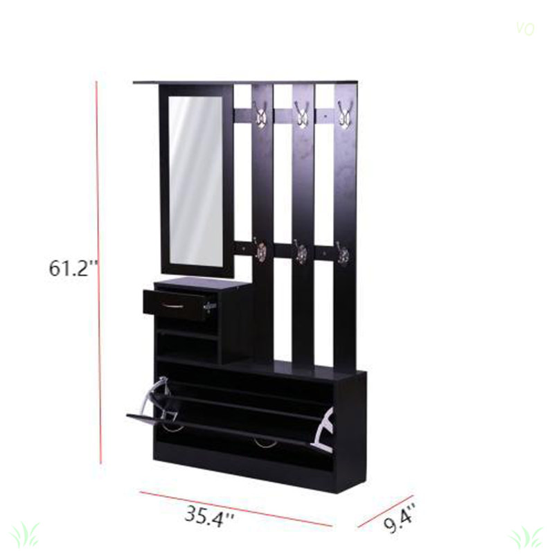 Trois-en-un modèle de barrière avec armoire à chaussures + tablette suspendue + miroir