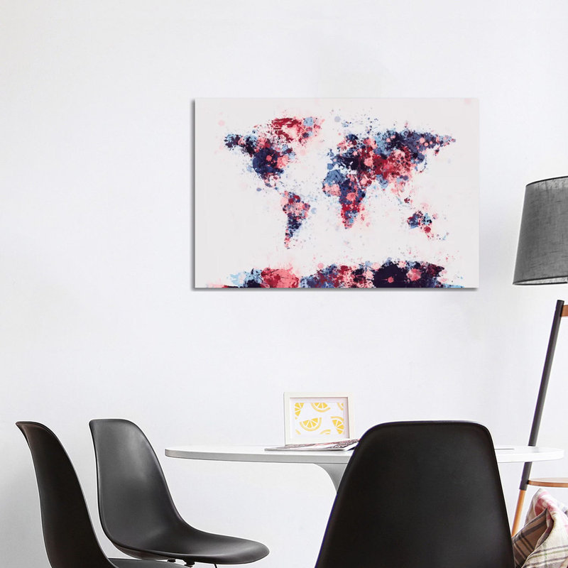 World Map Paint Drops II by Michael Tompsett - Wrapped Canvas Painting, 152.5 cm H x 101.5 cm W