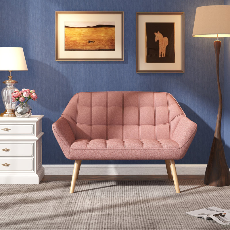 Canapé à accoudoirs carrés 48,75 po Lisander, Rose 100 % polyester