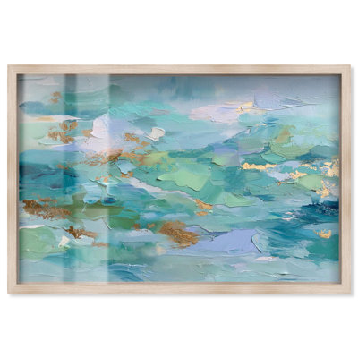 Décoration murale bleue Azure Tide III Shadowbox par Art Remedy, cadre blond, 46 x 31