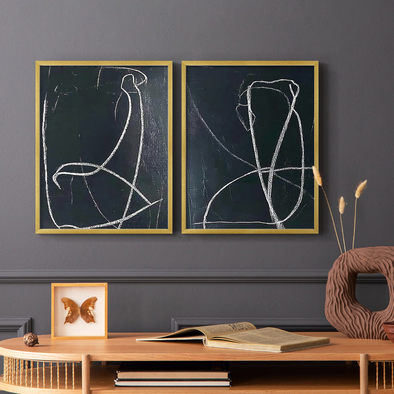 ABSTRACT Series DCV-Premium Framed Print -Ready to Hang - No Nails Required - No Nails Required, Doré, H 29 po x l 46 po