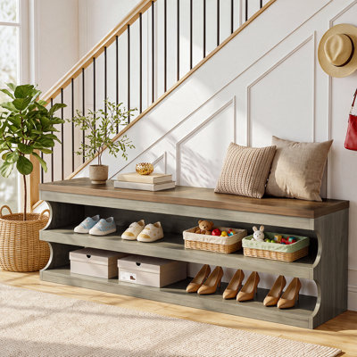 3-Tier Entryway Bench, 55.12" Storage Shoe Bench for Entryway, Hallway, Foyer