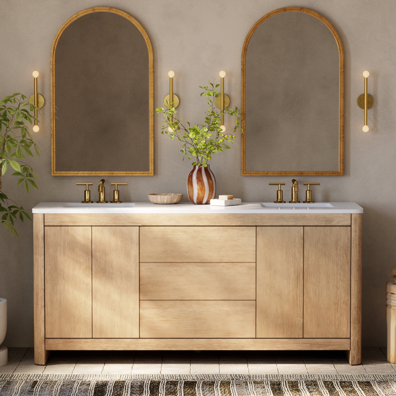 Purist Widespread Bathroom Faucet with Drain Assembly, Vibrant Moderne Polished Gold