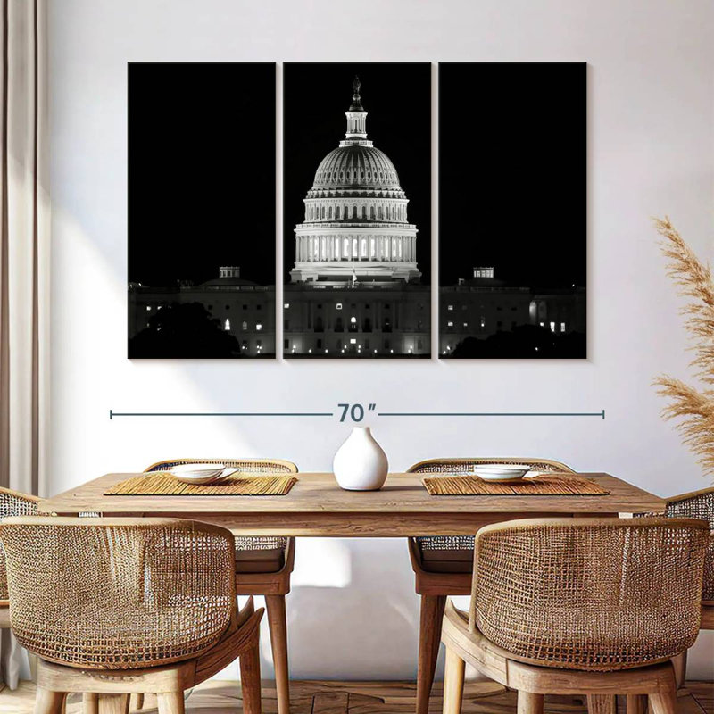 US Capitol Building BW, 42'' H X 65'' W