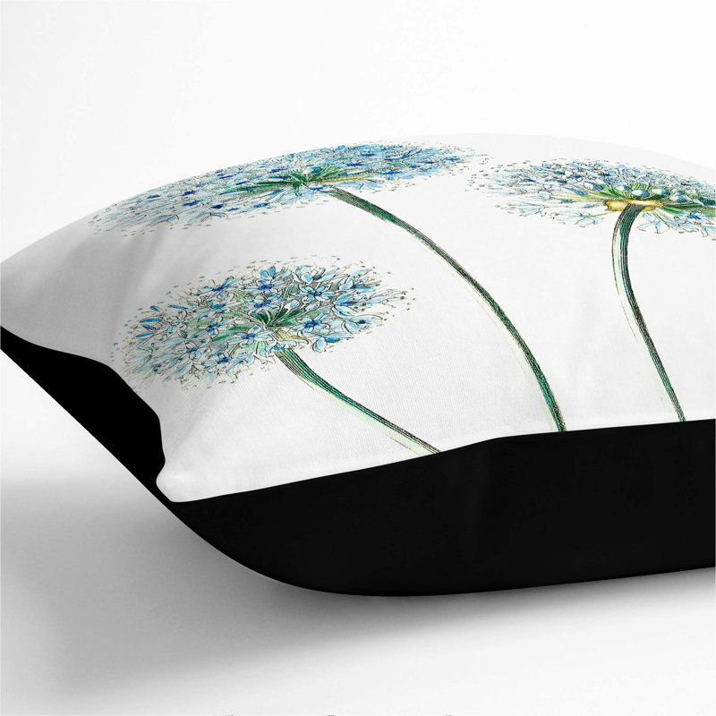 Floral Square Throw Cushion, Black, 40cm H x 40cm W x 15cm D