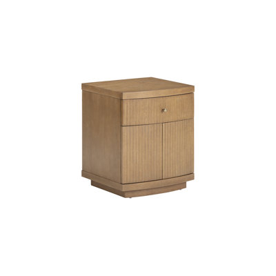 Fluted Bedside Table With Drawer And Cabinet Stroage