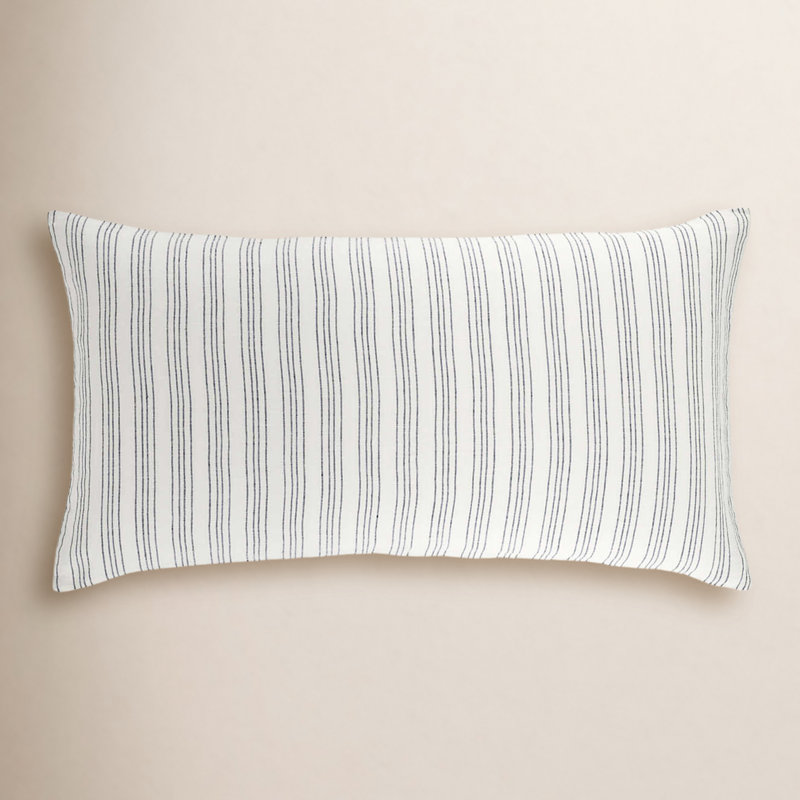 Lush Linen Stripe Sham, King, Slate Blue