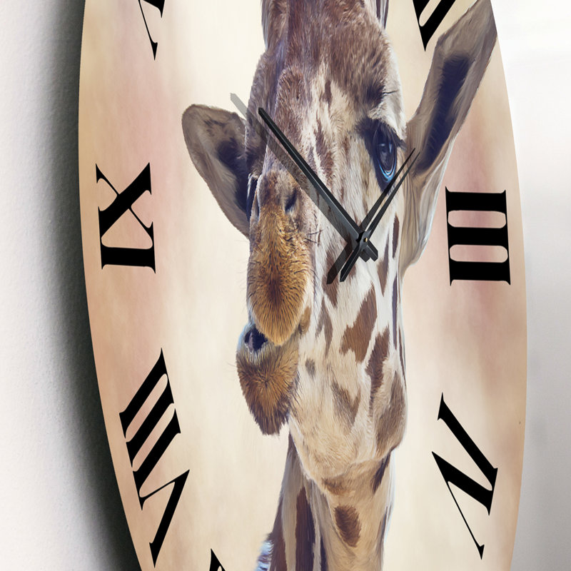 Portrait Of A Giraffe I - Farmhouse Wall Clock, 23" H x 23" W x 1" D