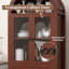 Vitrine de rangement arquée de 71 po Ato, garde-manger de style campagnard avec portes en verre, tiroir et tablettes-1892392822