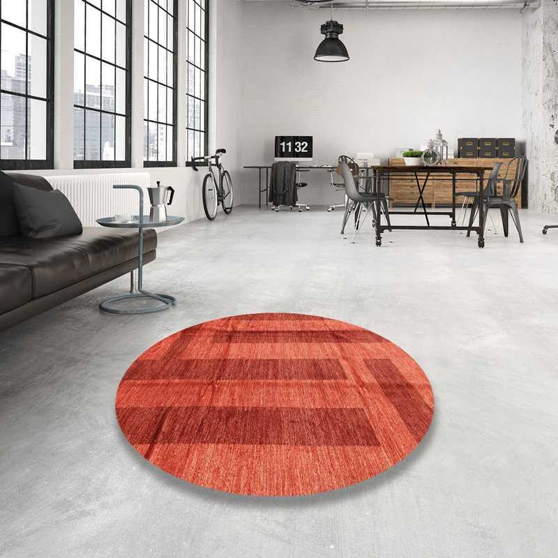 Tapis de zone rouge contemporaine, Rond 4 pi