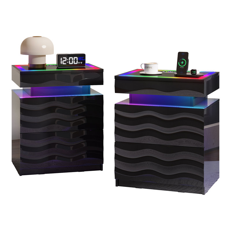 50cm W Bedside Table, Black