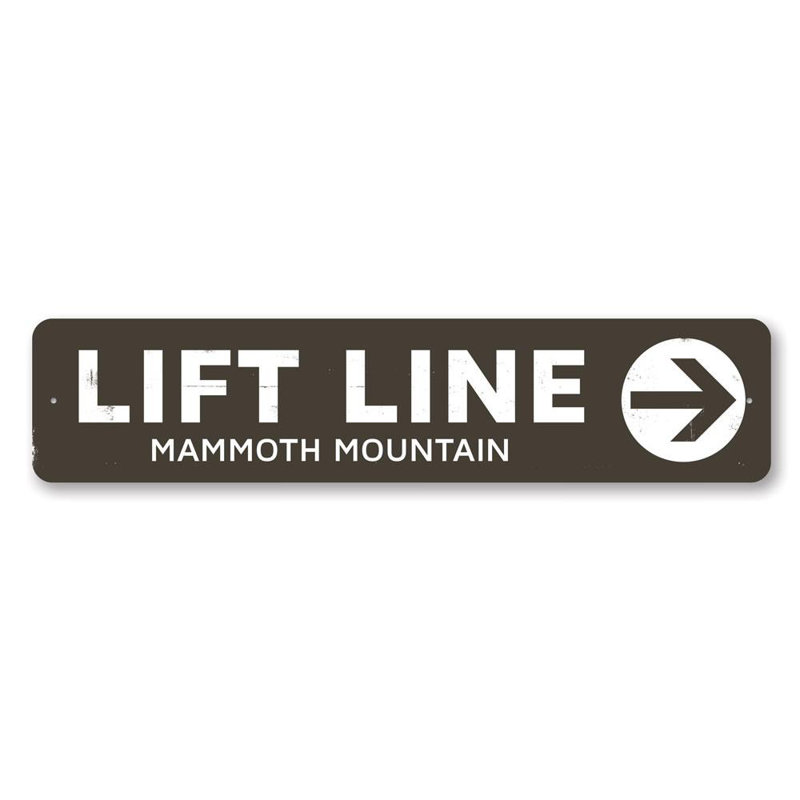 Enseigne en aluminium Lift Line Arrow, H 6 po x l 24 po x P 0,063 po