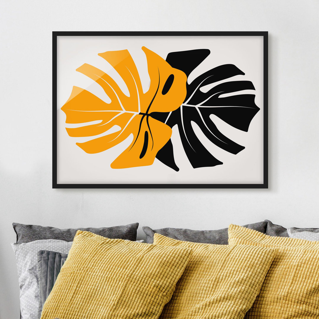 Gerahmtes Poster Monstera Black Yellow