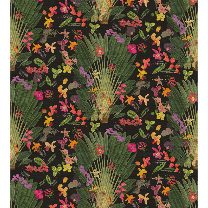 Regency Moderne Floral Metallic Wallpaper Roll, Green/Black