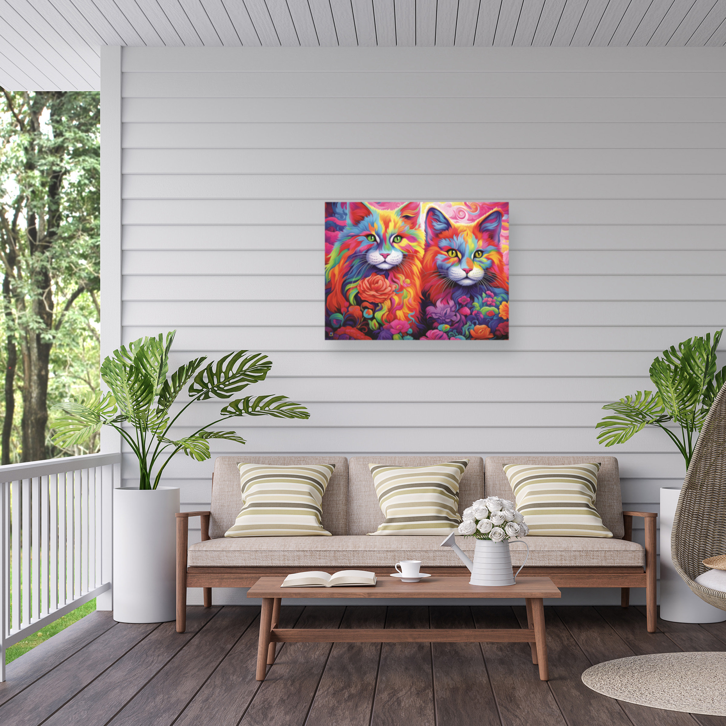 Winston Porter Michael David Ward Colourful Cats Outdoor Canvas ...