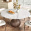 Table de salle à manger à piédestal en bois massif avec faux marbre pour 4/6/8/10 sièges-462836691-444201825-444201826