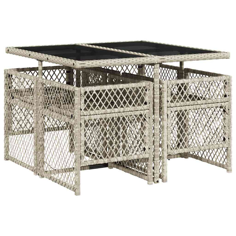Patio Dining Set with, Black, Light Grey