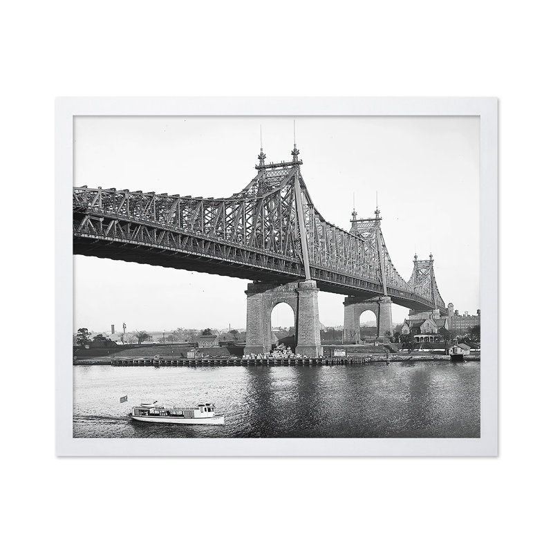 Pont de Queensboro, Poster, 12"H x 16"W, White Framed