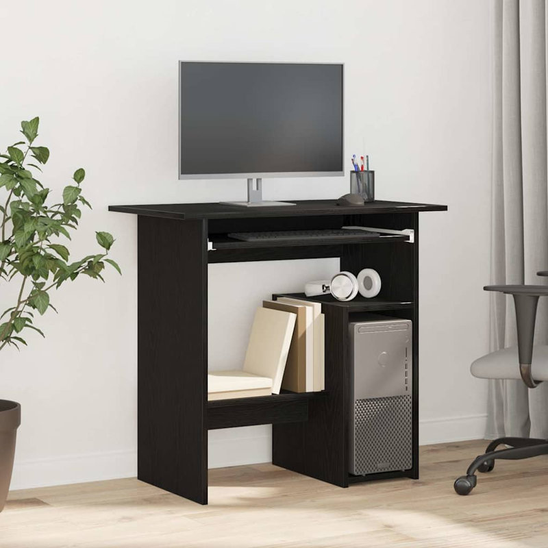  Bureau rectangulaire en bois d'ingénierie chêne noir 31,5 po