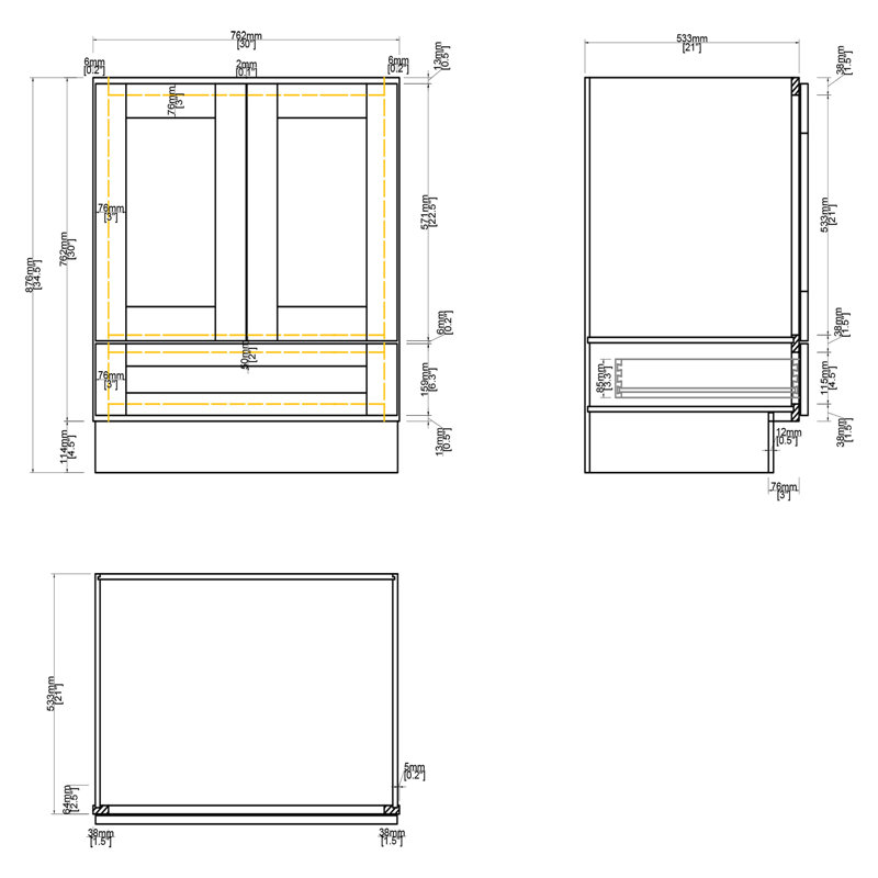 Armoire de salle de bain en bois massif prêt à assembler avec comptoir Shaker - comptoir non inclus, Blanc Newport