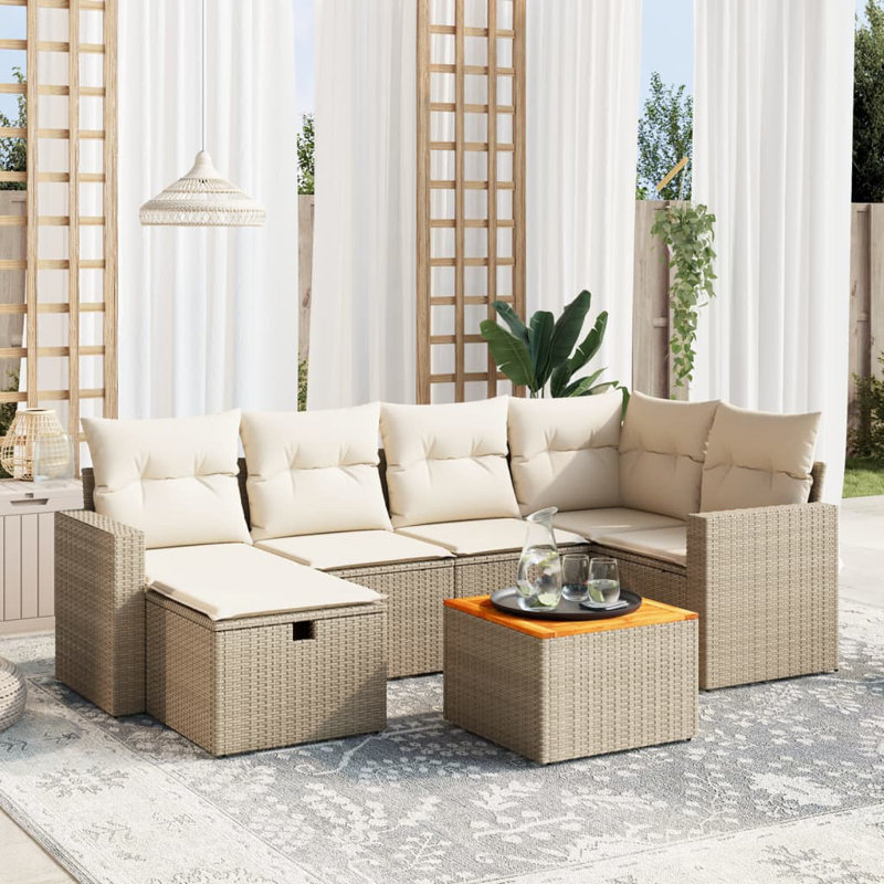 Vidaxl Patio Sofa Set Beige, Cream White