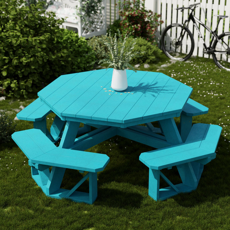 Heritage Octagon Picnic Table, Aruba Blue