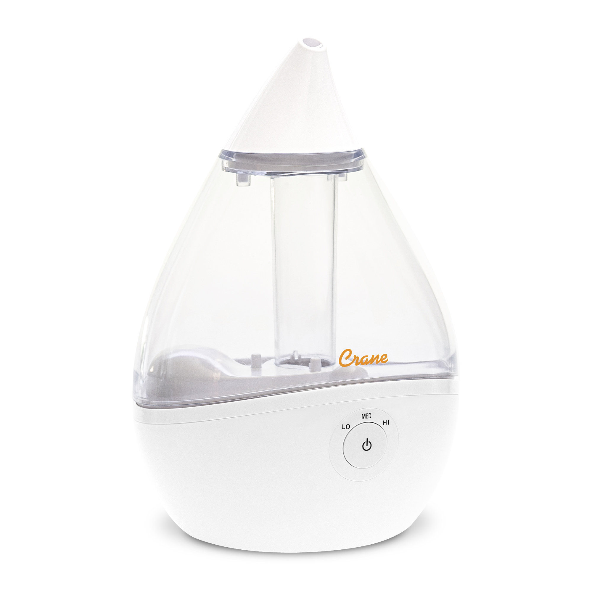 Crane Droplet CoolMist Humidifier with Vapor Tray, 0.5. Gal. Clear