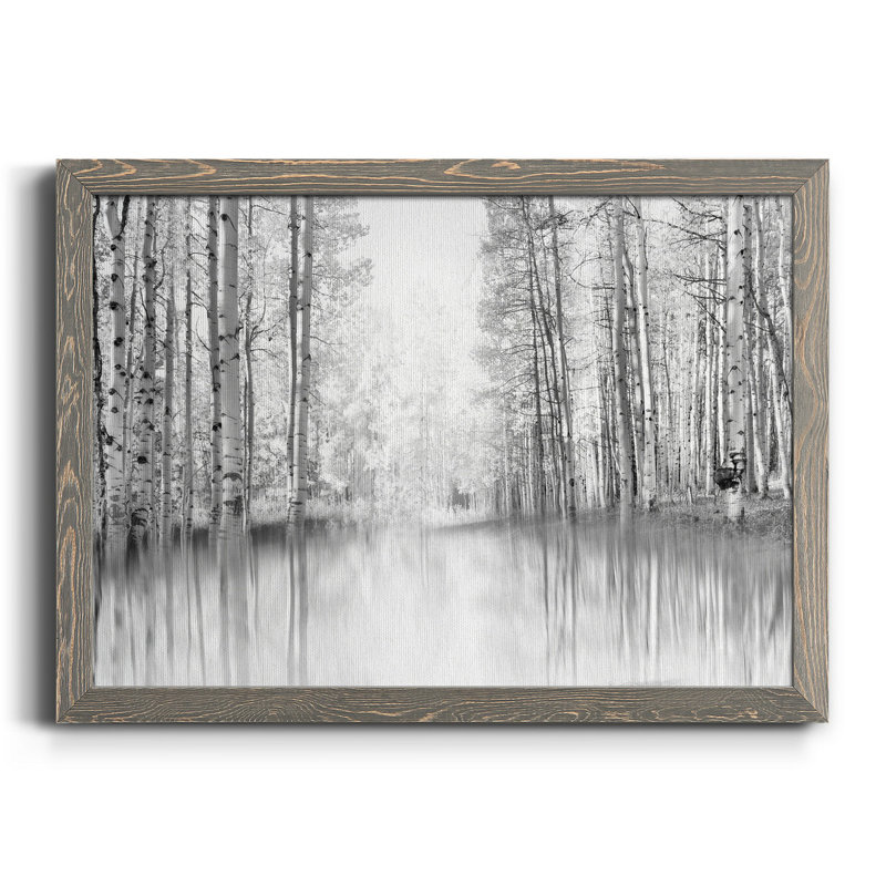 Aspen Reflection - Peinture sur toile encadrée, H 31 po x l 44 po x P 1 po, Toile avec cadre gris