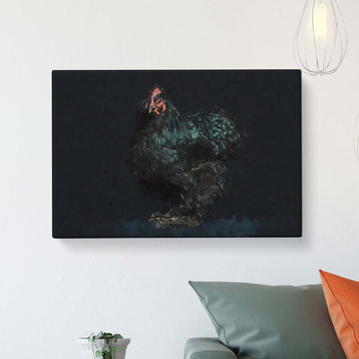 Black Rooster - Wrapped Canvas Print