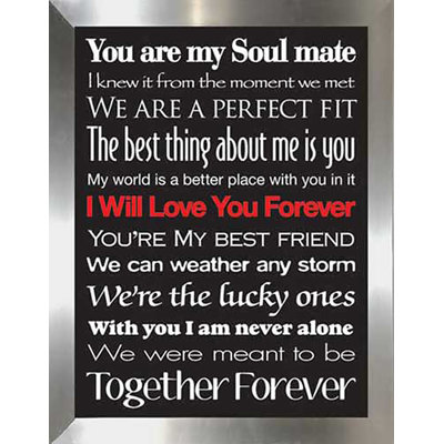 « i love you forever forever », art textuel encadré
