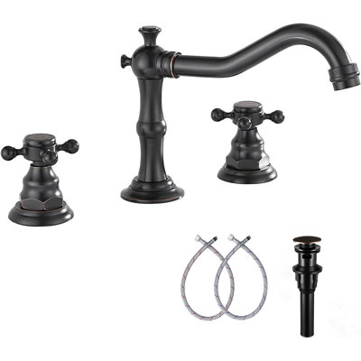Widespread 2-handle Bathroom Faucet with Drain Assembly