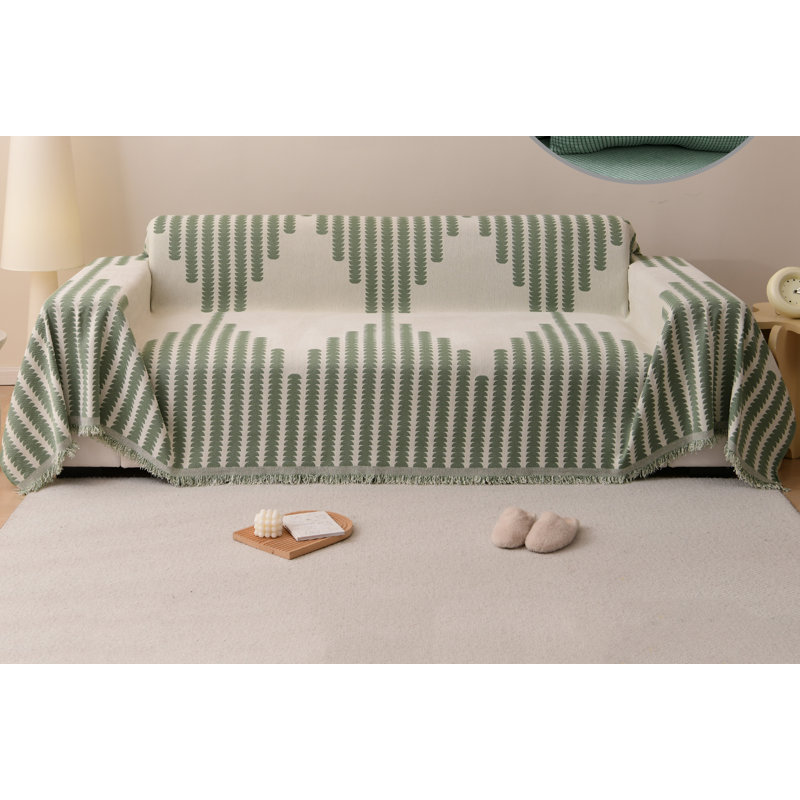 Housse pour canapé en chenille, Chenille verte, L 102 po x P 71 po