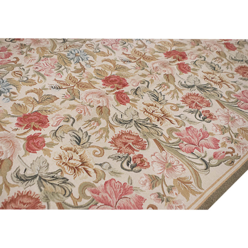 Tapis beige noué à la main de haute qualité